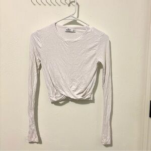 Hollister White Long Sleeve Cropped Top